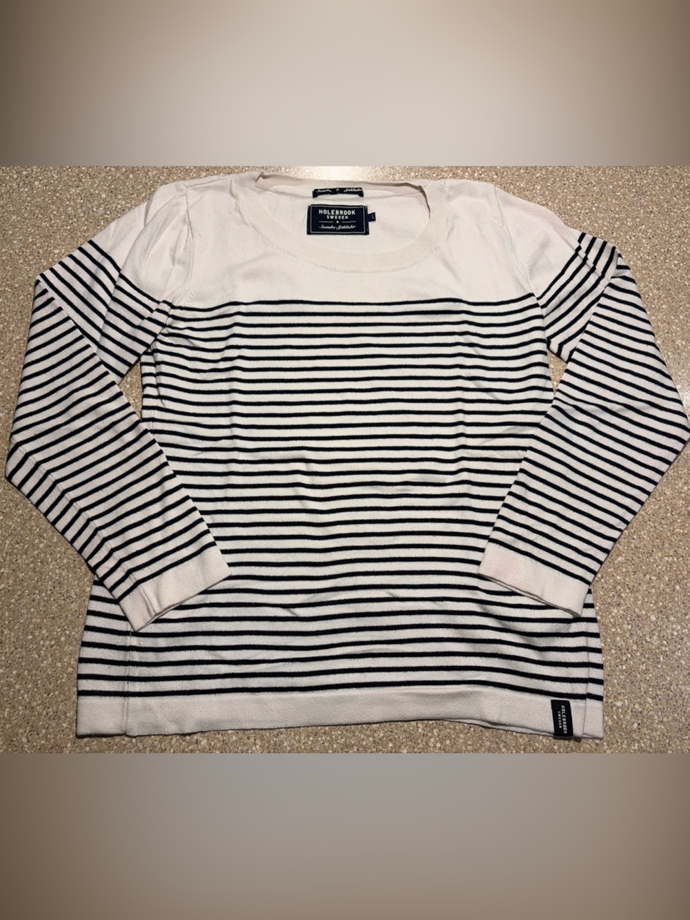 Holebrook Sweden Crewneck Sweater Striped Navy Blue White Women’s Large (L)